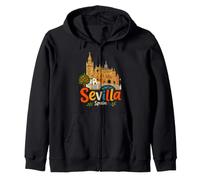 Souvenir de Voyage dessiné à la Main Séville Espagne Cadeau Monument Sweat à Capuche