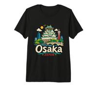 Souvenir de Voyage d'Osaka Japon dessiné à la Main T-Shirt Haut de Gamme