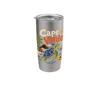 Souvenir de voyage du Cap-Vert dessiné à la main Gobelet isotherme en acier inoxydable double paroi