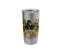 Souvenir de voyage du Congo dessiné à la main Gobelet isotherme en acier inoxydable double paroi