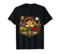 Souvenir de Voyage en Birmanie dessiné à la Main T-Shirt Graphique avec Valeur