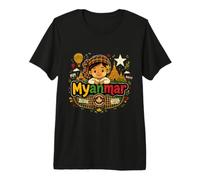 Souvenir de Voyage en Birmanie dessiné à la Main T-Shirt Haut de Gamme
