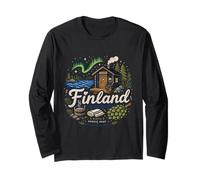 Souvenir de Voyage en Finlande dessiné à la Main Manche Longue