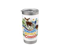 Souvenir de voyage en RD Congo dessiné à la main Gobelet isotherme en acier inoxydable double paroi