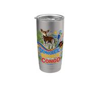 Souvenir de voyage en RD Congo dessiné à la main Gobelet isotherme en acier inoxydable double paroi
