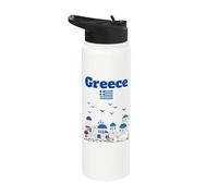 Souvenir de voyage grecque architecture de l'île grecque drapeau de la Grèce Stainless Steel Insulated Water Bottle