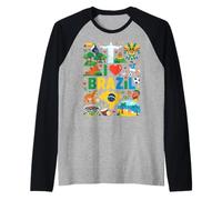 Souvenir de Voyage I Love Brazil Racines brésiliennes Manche Raglan