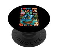 Souvenir de Voyage « I Love Phi Phi Islands » en Thaïlande PopSockets PopGrip Adhésif