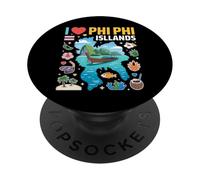 Souvenir de Voyage « I Love Phi Phi Islands » en Thaïlande PopSockets PopGrip Adhésif