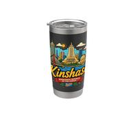 Souvenir de voyage Kinshasa RD Congo dessiné à la main Gobelet isotherme en acier inoxydable double paroi