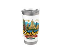 Souvenir de voyage Kinshasa RD Congo dessiné à la main Gobelet isotherme en acier inoxydable double paroi