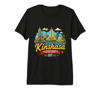 Souvenir de Voyage Kinshasa RD Congo dessiné à la Main T-Shirt Haut de Gamme