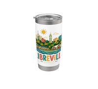 Souvenir de voyage Libreville Gabon dessiné à la main Gobelet isotherme en acier inoxydable double paroi