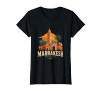 Souvenir de Voyage Marrakech Maroc Vintage T-Shirt Graphique avec Valeur, Femme, Noir, S