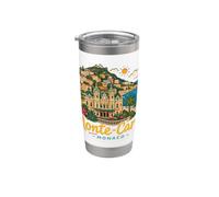 Souvenir de voyage Monte-Carlo Monaco dessiné à la main Gobelet isotherme en acier inoxydable double paroi