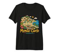 Souvenir de Voyage Monte-Carlo Monaco dessiné à la Main T-Shirt Haut de Gamme