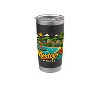 Souvenir de voyage Montego Bay Jamaïque dessiné à la main Gobelet isotherme en acier inoxydable double paroi