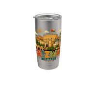 Souvenir de voyage Nizwa Oman dessiné à la main Gobelet isotherme en acier inoxydable double paroi