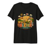 Souvenir de Voyage Nizwa Oman dessiné à la Main T-Shirt Haut de Gamme