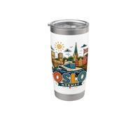 Souvenir de voyage Oslo Norvège dessiné à la main Gobelet isotherme en acier inoxydable double paroi