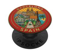 Souvenir de Voyage Rond de Barcelone Espagne Cadeau Touristique PopSockets PopGrip Adhésif