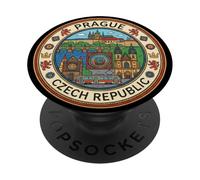 Souvenir de Voyage Rond de Prague Tchéquie Cadeau Touristique PopSockets PopGrip Adhésif