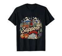 Souvenir de Voyage Sapporo Japon dessiné à la Main T-Shirt