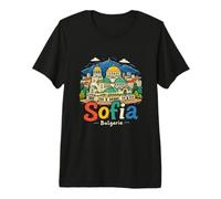 Souvenir de Voyage Sofia Bulgarie dessiné à la Main T-Shirt Haut de Gamme