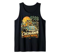 Souvenir de Voyage sur la Route de Surf d'Okinawa Shisa Beach Patrol Débardeur