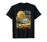 Souvenir de Voyage sur la Route de Surf d'Okinawa Shisa Beach Patrol T-Shirt Graphique avec Valeur
