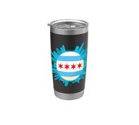 Souvenir de voyage sur l'histoire de CHICAGO Skyline Flag City Gobelet isotherme en acier inoxydable double paroi