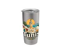Souvenir de voyage Tunis Tunisie vintage Gobelet isotherme en acier inoxydable double paroi