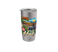 Souvenir de voyage Vietnam dessiné à la main Hue Gobelet isotherme en acier inoxydable double paroi