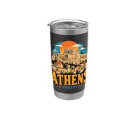 Souvenir de voyage vintage Athènes Grèce Gobelet isotherme en acier inoxydable double paroi