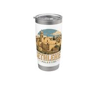 Souvenir de voyage vintage Bethléem Palestine Cadeau monument Gobelet isotherme en acier inoxydable double paroi