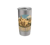Souvenir de voyage vintage Bethléem Palestine Cadeau monument Gobelet isotherme en acier inoxydable double paroi