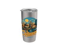 Souvenir de voyage vintage Cotonou Bénin Gobelet isotherme en acier inoxydable double paroi