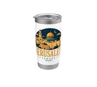 Souvenir de voyage vintage de Jérusalem Israël Gobelet isotherme en acier inoxydable double paroi