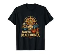 Souvenir de Voyage Vintage de Macédoine du Nord T-Shirt Graphique avec Valeur