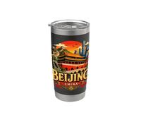 Souvenir de voyage vintage de Pékin en Chine Gobelet isotherme en acier inoxydable double paroi