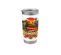 Souvenir de voyage vintage de Pékin en Chine Gobelet isotherme en acier inoxydable double paroi