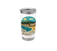 Souvenir de voyage vintage de Saint-Sébastien en Espagne Gobelet isotherme en acier inoxydable double paroi