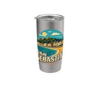 Souvenir de voyage vintage de Saint-Sébastien en Espagne Gobelet isotherme en acier inoxydable double paroi