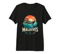 Souvenir de Voyage Vintage des Maldives T-Shirt Haut de Gamme