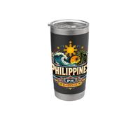 Souvenir de voyage vintage des Philippines Gobelet isotherme en acier inoxydable double paroi