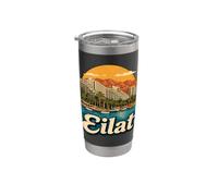 Souvenir de voyage vintage Eilat Israël Gobelet isotherme en acier inoxydable double paroi