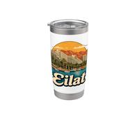 Souvenir de voyage vintage Eilat Israël Gobelet isotherme en acier inoxydable double paroi