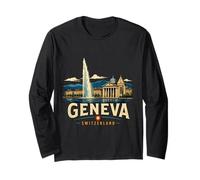 Souvenir de Voyage Vintage Genève Suisse Cadeau Monument Manche Longue