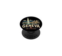 Souvenir de Voyage Vintage Genève Suisse Cadeau Monument PopSockets PopGrip Adhésif