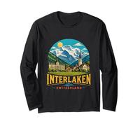 Souvenir de Voyage Vintage Interlaken Suisse Cadeau Monumental Manche Longue